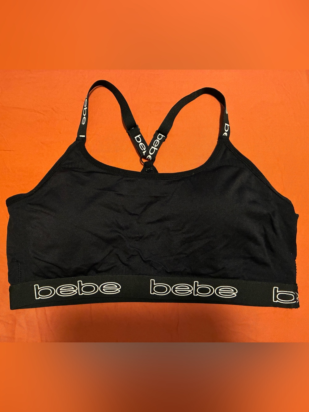 Bebe Black Logo Bralette with White Branding